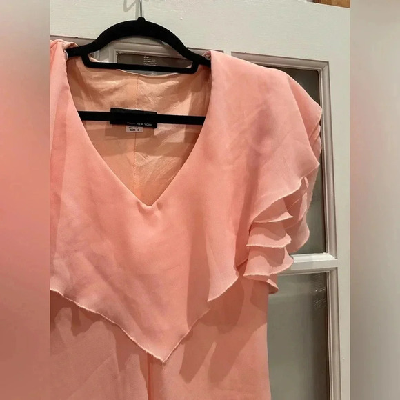 Vintage Justin David New York Pink Formal Tiered Ruffle Gown Dress Size 10 Med - Picture 2 of 9